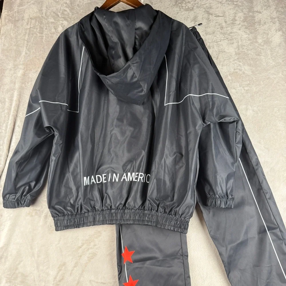Marty Supreme Mens Graphic‎ Costume Tracksuit Set Black Hooded Jacket Pants L